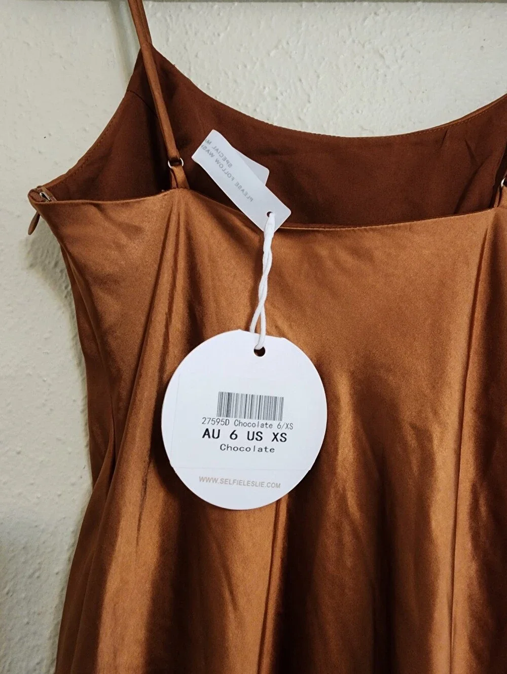 Selfie Leslie Well Versed Pleated Bust Front Split Dress Chocolate XS Wedding